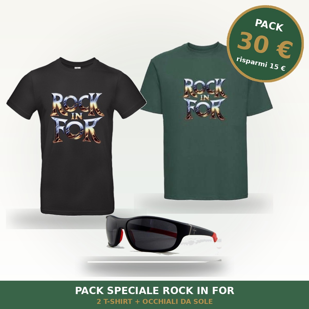 Pack Speciale Rock In For - 2 T-Shirt + Occhiali
